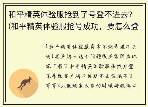 和平精英体验服抢到了号登不进去？(和平精英体验服抢号成功，要怎么登录上去？)